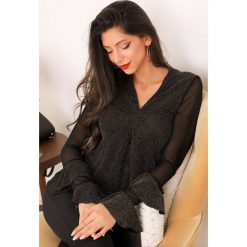 Damska bluzka ALEXANDRA. Czarne bluzki damskie IVET, xl, z aplikacjami, z tkaniny, eleganckie, bez kołnierzyka, bez rękawów. W wyprzedaży za 59,00 zł.
