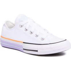 Trampki CONVERSE - Ctas Ox 167752C White/Agate Blue. Białe półbuty damskie Converse, na co dzień, bez wzorów, z gumy, bez obcasa, na płaskiej podeszwie, bez zapięcia. W wyprzedaży za 239,00 zł.