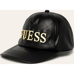 Guess Jeans - Czapka. Czarne czapki damskie Guess Jeans, z aplikacjami, z jeansu. Za 189,90 zł.