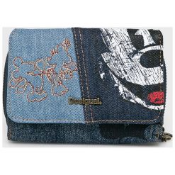 Desigual - Portfel. Niebieskie portfele damskie marki Desigual, bez wzorów, z materiału. W wyprzedaży za 159,90 zł.