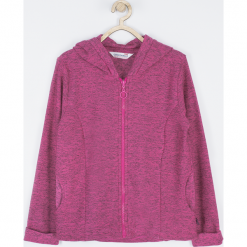 Bluza. Czerwone bluzy dziewczęce rozpinane PRETTY GIRL, z aplikacjami, z dresówki, z kapturem. Za 89,90 zł.
