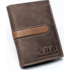 PORTFEL MĘSKI SKÓRZANY SKÓRA NATURALNA EKSKLUZYWNY. Pomarańczowe portfele męskie ALWAYS WILD, bez wzorów, ze skóry. Za 49,90 zł.