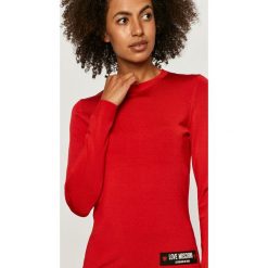 Love Moschino - Sweter. Czerwone swetry damskie Love Moschino, s, z aplikacjami, z wiskozy, bez rękawów, bez kaptura. Za 1119,00 zł.