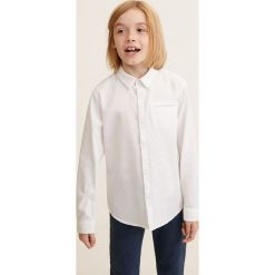 Mango Kids - Koszula dziecięca 110-164 cm. Białe koszule chłopięce Mango Kids, bez wzorów, z bawełny, klasyczne, z klasycznym kołnierzykiem, z długim rękawem, długie. Za 79,90 zł.
