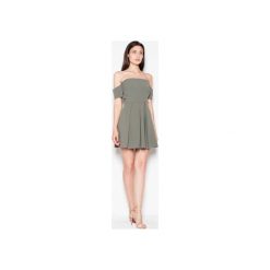 Sukienka VT055 Oliwka. Zielone sukienki damskie Venaton, xl, bez wzorów, z tkaniny, eleganckie, bez kołnierzyka, bez rękawów, mini. Za 149,00 zł.