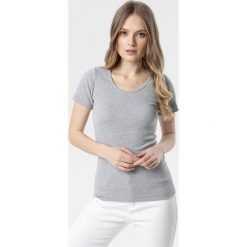 Szary T-shirt Ananore. Szare t-shirty damskie Born2be, s, bez wzorów, z dzianiny, sportowe, z okrągłym kołnierzem. Za 39,99 zł.