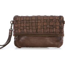 Kopertówki damskie: Skórzana kopertówka w kolorze brązowym – 22 x 15 x 4 cm