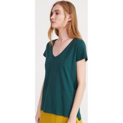 T-shirt z bawełny organicznej - Turkusowy. Niebieskie t-shirty damskie Reserved, s, bez wzorów, z bawełny, bez kołnierzyka. Za 24,99 zł.