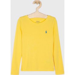 Polo Ralph Lauren - Longsleeve dziecięcy 128-176 cm. Żółte bluzki dziewczęce Polo Ralph Lauren, bez wzorów, z bawełny, z okrągłym kołnierzem, z długim rękawem, długie, bez kaptura. Za 179,90 zł.