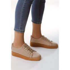 Khaki Creepersy Jam Here. Brązowe półbuty damskie Multu, bez wzorów, bez obcasa, bez zapięcia. Za 39,99 zł.