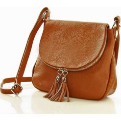 Torebka crossbody skórzana włoska MAZZINI - Salina camel. Brązowe torebki klasyczne damskie MAZZINI, w paski, ze skóry. Za 175,00 zł.