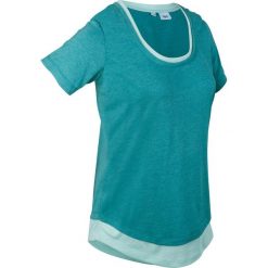 Shirt sportowy 2 w 1, krótki rękaw bonprix matowy kobaltowy melanż. Niebieskie bluzki sportowe damskie bonprix, bez wzorów, bez kołnierzyka, z krótkim rękawem, krótkie, bez kaptura. Za 74,99 zł.
