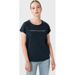 Tommy Hilfiger Original Koszulka Niebieski. Niebieskie koszulki damskie TOMMY HILFIGER, s, z nadrukiem, z bawełny, bez kołnierzyka. Za 187,95 zł.