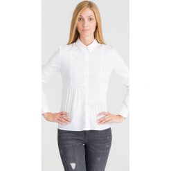 BIAŁA KOSZULA TRUSSARDI JEANS. Białe koszule damskie Trussardi Jeans, na imprezę, bez wzorów, z jeansu, z włoskim kołnierzykiem, bez rękawów. Za 214,50 zł.