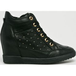Geox - Buty. Czarne koturny damskie Geox, bez obcasa, na obcasie, bez zapięcia. W wyprzedaży za 449,90 zł.