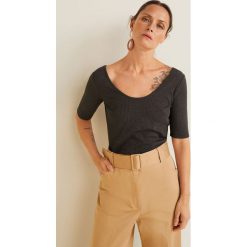 Mango - Top Leda. Pomarańczowe bluzki damskie marki Mango, s, bez wzorów, z elastanu, z okrągłym kołnierzem, z krótkim rękawem. Za 69,90 zł.