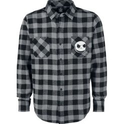 Koszule męskie: Miasteczko Halloween Jack Plaid Patch Koszula szary/czarny