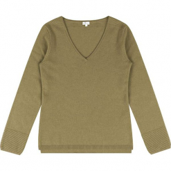 Sweter kaszmirowy w kolorze oliwkowym. Brązowe swetry klasyczne damskie marki Ateliers de la Maille, z kaszmiru. W wyprzedaży za 363,95 zł.