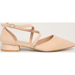 Answear - Baleriny Ideal Shoes. Brązowe baleriny damskie ANSWEAR, bez wzorów, z gumy, bez obcasa, na obcasie. W wyprzedaży za 69,90 zł.
