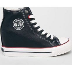 Big Star - Trampki. Niebieskie koturny damskie BIG STAR, bez wzorów, z materiału, na sznurówki. W wyprzedaży za 89,90 zł.