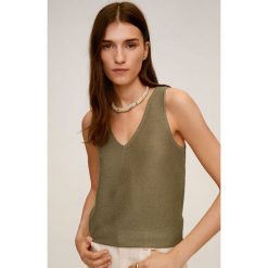 Mango - Top Rafias. Żółte bluzki damskie Mango, s, bez wzorów, z poliesteru, casualowe, bez kołnierzyka, bez rękawów. W wyprzedaży za 59,99 zł.