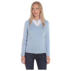 Polo Club C.H..A Sweter Damski Xl Jasnoniebieski. Szare swetry klasyczne damskie Polo Club C.H..A, xl, dekolt w kształcie v. W wyprzedaży za 239,00 zł.