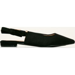 Answear - Baleriny R and B. Czarne baleriny damskie ANSWEAR, bez wzorów, z materiału, bez obcasa, na obcasie. W wyprzedaży za 69,90 zł.