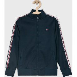 Tommy Hilfiger - Bluza dziecięca 128-176 cm. Niebieskie kardigany chłopięce TOMMY HILFIGER, bez wzorów, z bawełny, bez rękawów, bez kaptura. W wyprzedaży za 229,90 zł.