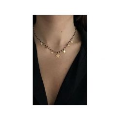 Srebrny pozłacany naszyjnik choker z czarnymi onyksami i gwiazdkami. Żółte naszyjniki damskie Atdiament, pozłacane. Za 169,00 zł.