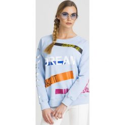 BLUZA PINKO. Niebieskie bluzy damskie Pinko, s, z nadrukiem, z bawełny, bez rękawów, bez kaptura. Za 498,00 zł.
