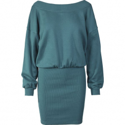 Urban Classics Ladies Sweat Off Shoulder Dress Sukienka niebieski (Petrol). Niebieskie sukienki marki Urban Classics, na imprezę, xs, prążkowane, z dekoltem w łódkę. Za 121,90 zł.