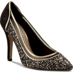 Szpilki MENBUR - PACOMENA 07045 Black/Gold 0010. Żółte szpilki marki Menbur, z aplikacjami, ze skóry ekologicznej, eleganckie, bez obcasa, na obcasie, bez zapięcia. W wyprzedaży za 199,00 zł.
