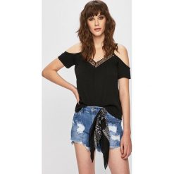Answear - Top. Czarne topy damskie ANSWEAR, s, bez wzorów, z bawełny, bez kołnierzyka. W wyprzedaży za 29,90 zł.