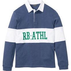 Shirt polo z długim rękawem z grubszego dżerseju bonprix indygo z nadrukiem. Niebieskie koszulki męskie bonprix, s, z nadrukiem, z dżerseju, polo, z długim rękawem, długie. Za 69,99 zł.