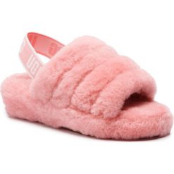 Kapcie UGG - W Fluff Yeah Slide 1095119 W/Lnt. Różowe klapki damskie Ugg, bez wzorów, ze skóry, bez obcasa. W wyprzedaży za 319,00 zł.