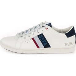 U.S. POLO ASSN. tenisówki męskie Icon 45 białe. Białe trampki męskie U.S. Polo Assn., bez wzorów, ze skóry, bez zapięcia. W wyprzedaży za 189,00 zł.