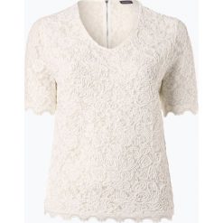Samoon - T-shirt damski, beżowy. Brązowe t-shirty damskie SAMOON, w koronkowe wzory, z materiału, eleganckie, bez kołnierzyka. Za 199,95 zł.