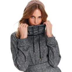 Bluza ze stójką. Szare bluzy damskie Top Secret, na wiosnę, z aplikacjami, bez rękawów, długie, bez kaptura. W wyprzedaży za 79,99 zł.