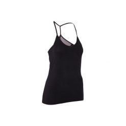 Top do tańca nowoczesnego. Czarne topy sportowe damskie marki DOMYOS, z elastanu, na fitness i siłownię. Za 39,99 zł.