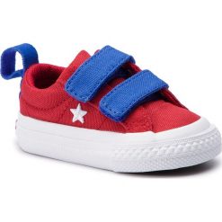 Trampki CONVERSE - One Star 2V Ox 760765C Gym Red/Hyper Royal/White. Czerwone trampki chłopięce Converse, bez wzorów, z gumy, retro, na rzepy. W wyprzedaży za 129,00 zł.