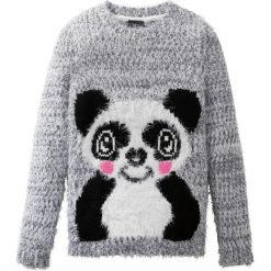 Miękki sweter dzianinowy bonprix dymny szary - biel wełny. Szare swetry dziewczęce marki bonprix, na zimę, bez wzorów, z wełny, bez kołnierzyka, z długim rękawem, długie, bez kaptura. Za 69,99 zł.