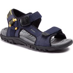 Sandały GEOX - U S.Strada B U9224B 000AF C0657 Navy/Yellow. Niebieskie klapki męskie Geox, bez wzorów, ze skóry. Za 299,00 zł.