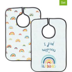 Śliniaczki (2 szt.) "Rainbow" w kolorze błękitnym ze wzorem - 37 x 24 cm. Niebieskie śliniaki Little & Cute, bez wzorów. W wyprzedaży za 59,95 zł.