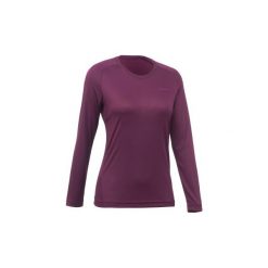 Koszulka turystyczna z długim rękawem MH100 damska. Fioletowe t-shirty damskie marki QUECHUA, xs, z elastanu. Za 29,99 zł.