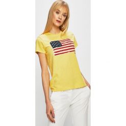 Polo Ralph Lauren - Top. Żółte bluzki damskie Polo Ralph Lauren, s, z aplikacjami, z bawełny, z okrągłym kołnierzem. Za 279,90 zł.