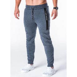 SPODNIE MĘSKIE DRESOWE P656 - GRANATOWE. Niebieskie spodnie męskie Ombre Clothing, s, bez wzorów, z bawełny. Za 55,00 zł.