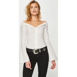 Pinko - Koszula. Białe bluzki damskie Pinko, bez wzorów, z bawełny, klasyczne, z włoskim kołnierzykiem, z długim rękawem. W wyprzedaży za 449,90 zł.