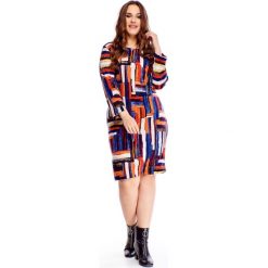 Wzorzysta sukienka z rękawem 3/4 multikolor. Sukienki damskie N/A, plus size, bez wzorów, z elastanu, bez kołnierzyka, plus size, bez rękawów. Za 164,12 zł.