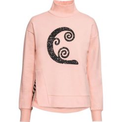 Bluza dresowa bonprix jasnoróżowo - czarny. Różowe bluzy damskie bonprix, z dresówki, bez kaptura. Za 89,99 zł.