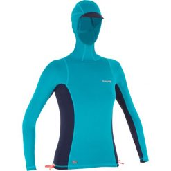 TOP UV surfing 500 damski. Niebieskie topy damskie OLAIAN, xs, bez wzorów, z elastanu, sportowe, z kapturem. Za 69,99 zł.